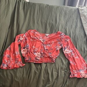 Arizona Jean Company Red Floral Blouse
